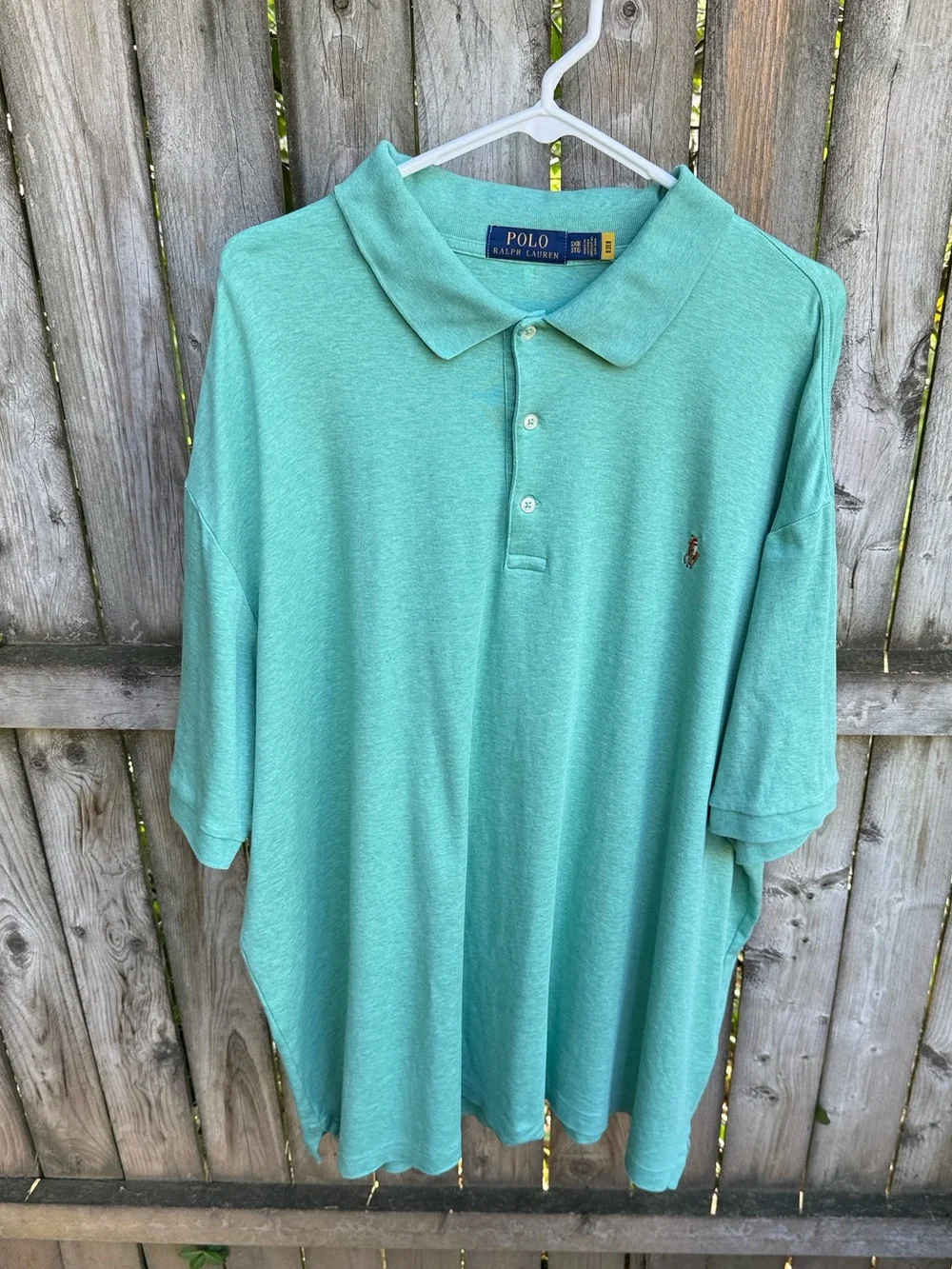 Polo Ralph Lauren Polo Shirt collar buttons green FLAWS 3X Big 3XB